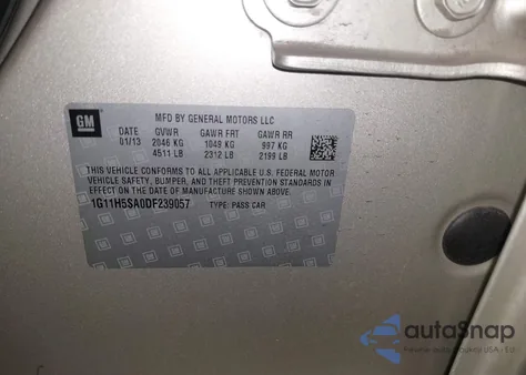 2013 Chevrolet Malibu 1Lz z USA, uszkodzony, nr VIN 1G11H5SA0DF239057